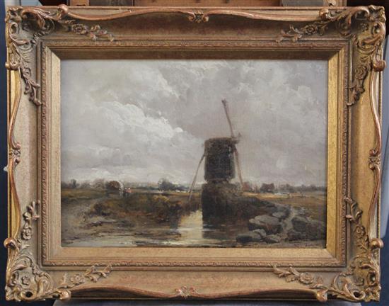 James Webb (1825-1895) Windmill in a landscape, 10 x 14in.